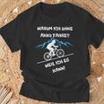 Warum Ich Ohne Akku Fahre Weil Ich Es Kann Fahrradfahrer T-Shirt Geschenke für alte Männer