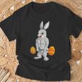Weightlifting Fitness Gym Happy Easter Bunny Lifting Eggs T-Shirt Gifts for Old Men