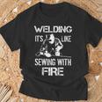 Welding It's Like Sewing With Fire Welder Husband T-Shirt Gifts for Old Men