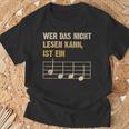 Wer Das Nicht Lesen Kann Ist Ein Monkey Music Theory T-Shirt Geschenke für alte Männer