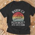 Why Ich Pizza Backe Weil Ich Es Kann Pizza Baker Retro T-Shirt Geschenke für alte Männer