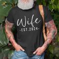 Wife Est 2024 Just Married Honeymoon Wedding Couples T-Shirt Gifts for Old Men