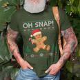 Gingerbread Man Cookie Ugly Sweater Oh Snap Christmas T-Shirt Gifts for Old Men