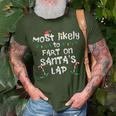Most Likely To Fart On Santa's Lap Christmas Family T-Shirt Gifts for Old Men