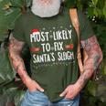 Most Likely To Fix Santa Sleigh Family Matching Christmas T-Shirt Gifts for Old Men