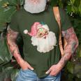 Vintage Pink Santa Claus Water Color Pink Christmas T-Shirt Gifts for Old Men