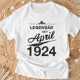 100 Geburtstag 100 Jahre Alt Legendär Seit April 1924 T-Shirt Geschenke für alte Männer