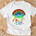 Ally Cat Lgbt Pride Ally Cat With Rainbow T-Shirt Gifts for Old Men