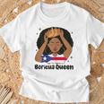 Boricua Queen Afro Hair Latina Heritage Puerto Rico Queen T-Shirt Gifts for Old Men