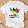 Cat Cuddling Olympic Team T-Shirt Gifts for Old Men