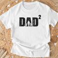 Damen Dad Hoch 2 Zweifacher Papaater Zwei Töchter Mit-Ausschnitt T-Shirt Geschenke für alte Männer