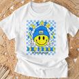Be Extra Yellow And Blue Smile Face Down Syndrome Awareness T-Shirt Gifts for Old Men