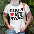 Girls Heart My Swag Girls Love My Swag Valentine's Day Heart T-Shirt Gifts for Old Men