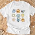 Groovy Earth Planet Hippie Smile Face Happy Earth Day 2024 T-Shirt Gifts for Old Men