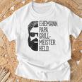 Husann Papa Grillmeister Held Griller Dad Grandpa Gray S T-Shirt Geschenke für alte Männer