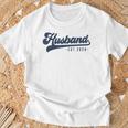 Husband Est 2024 Just Married Honeymoon Hubby Wedding Couple T-Shirt Gifts for Old Men