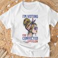 I'm Voting For A Convicted Felon In 2024 Women Messy Bun T-Shirt Gifts for Old Men