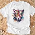 Obra De Arte De Tigre Colorido Animal Arte Tigre Camiseta unisex Regalos para ancianos