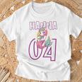 Personalisiertes Einhorn-Geburtstagsshirt Hanna 04, Weiß mit Name & Zahl Geschenke für alte Männer