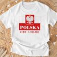 Polska Bialo-Czerwoni Polnische Flagge Polnisches Emblem Weißer Adler T-Shirt Geschenke für alte Männer