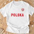 Polska De Texto Rojo Nacional Polaco Camiseta unisex Regalos para ancianos