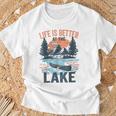 Vintage Retro Life Is Better At The Lake Lake Life T-Shirt Gifts for Old Men