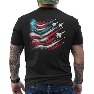 4Th Of July Jet American Flag Patriotic Usa For Boys Men's T-shirt Back Print - Monsterry UK