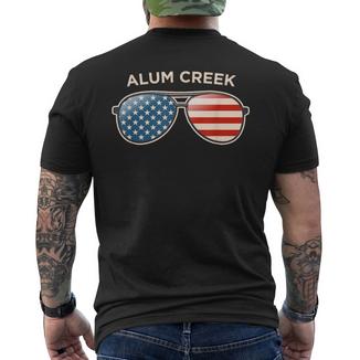 Alum Creek Tx Vintage Us Flag Sunglasses Men's T-shirt Back Print - Monsterry DE