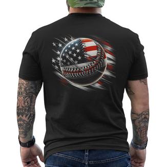 Baseball 4Th Of July Usa American Flag Boys Patriotic Men's T-shirt Back Print - Monsterry CA