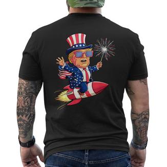 Donald Trump 2024 Happy 4Th Of July Trump American Flag Men's T-shirt Back Print - Monsterry
