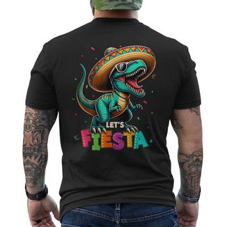 Lets Fiesta Dinosaur T Rex Cinco De Mayo Mexican Party Men's T-shirt Back Print - Monsterry AU