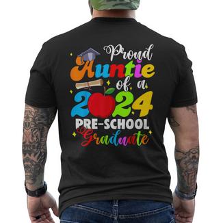 Proud Auntie Of A Class Of 2024 Pre-School Graduate Men's T-shirt Back Print - Monsterry