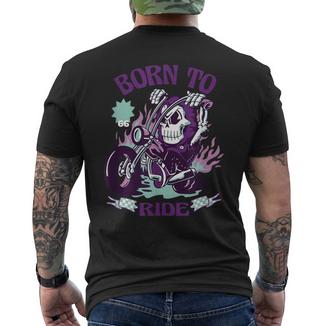 Skeleton Biker Fan & Vintage Skull Biker Men's T-shirt Back Print - Monsterry