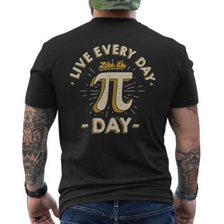 Live Every Day Like It's Pi-Day Vintage Pi Day Men's T-shirt Back Print - Monsterry DE
