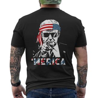 'Merica Trump Happy 4Th Of July Trump American Flag Men's T-shirt Back Print - Monsterry