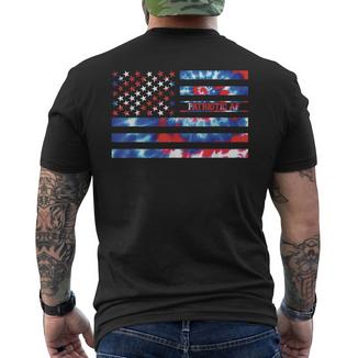 Patriotic Af Tie Dye Red White Blue Patriotic American Flag Men's T-shirt Back Print - Monsterry