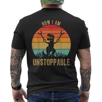 Retro Now I Am Unstoppable T-Rex Vintage Men's T-shirt Back Print - Monsterry AU
