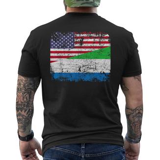 Sierra Leonean Roots Half American Flag Sierra Leonean Men's T-shirt Back Print - Monsterry