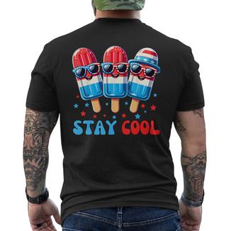 Stay Cool 4Th July Popsicle Boys Usa Flag American Men's T-shirt Back Print - Monsterry