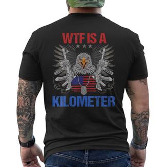 Wtf Is A Kilometer Eagle American Flag Usa 4Th Of July Men's T-shirt Back Print - Monsterry