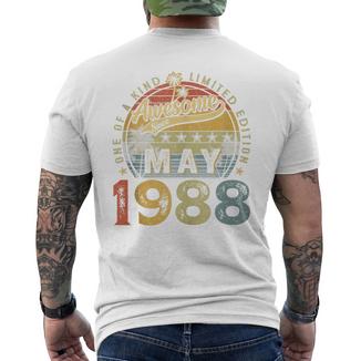 36 Years Old May 1988 Vintage 36Th Birthday Men Men's T-shirt Back Print - Monsterry CA