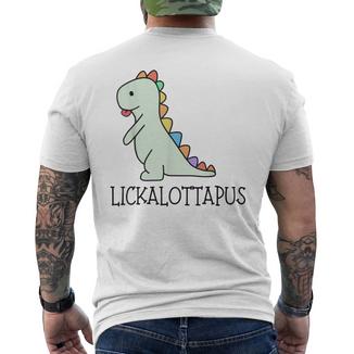 Lesbian Lickalottapus Dinosaurs Lgbtq Pride Men's T-shirt Back Print - Monsterry