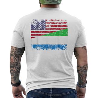 Sierra Leonean Roots Half American Flag Sierra Leone Men's T-shirt Back Print - Monsterry DE