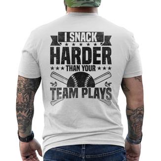 I Snack Harder Than Your Team Plays Baseball Vintage Men's T-shirt Back Print - Monsterry CA