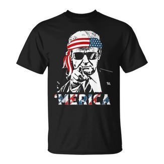 'Merica Trump Happy 4Th Of July Trump American Flag T-Shirt - Monsterry AU