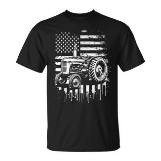 Patriotic Tractor 4Th Of July American Flag Farmer Usa Men T-Shirt - Monsterry