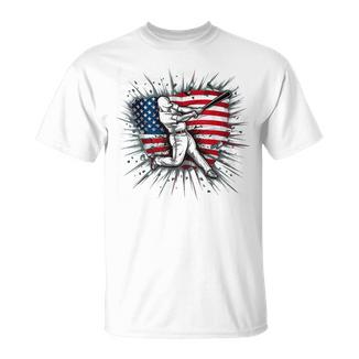 Patriotic Baseball 4Th Of July Us American Flag Boys Vintage T-Shirt - Monsterry DE