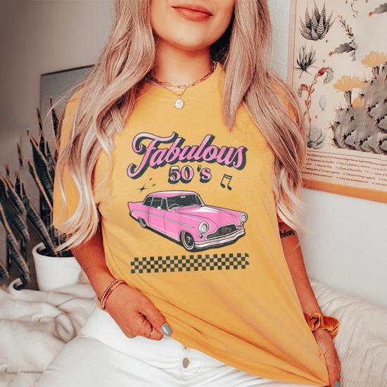 Fabulous Fifties Rock And Roll 50S Vintage Classic 1950S Car Women s Oversized Comfort T shirt Monsterry