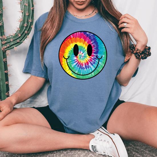 Happy Face Cute Aesthetic Tie Dye Smile Face Men Women's Oversized