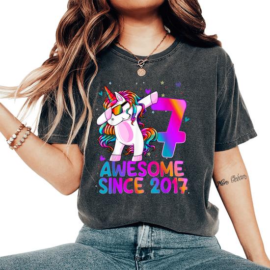7 Years Old 7th Birthday Unicorn Dabbing Shirt Girl Party T-Shirt 7 Years Old 7th Birthday Unicorn Dabbing Shirt Girl Party T-Shirt